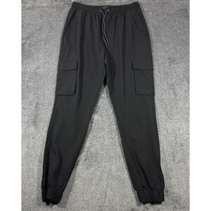 SIX LINCOLN Tech Stretch‎ Athletic Fit Joggers Men XL Black Drawstring Tapered